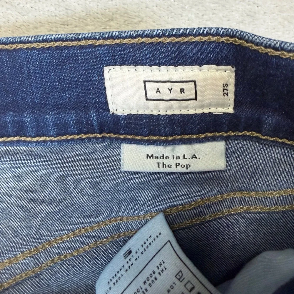 AYR The Pop High Rise Straight Leg Jeans Dark Wash Blue 27S E2568 Made in LA